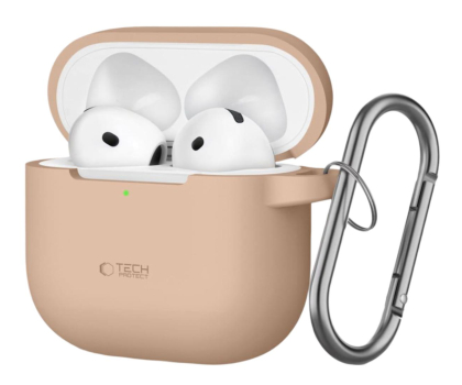 Etui na słuchawki Tech-Protect Silicone Hook do Apple AirPods 4. generacji Caffe Latte